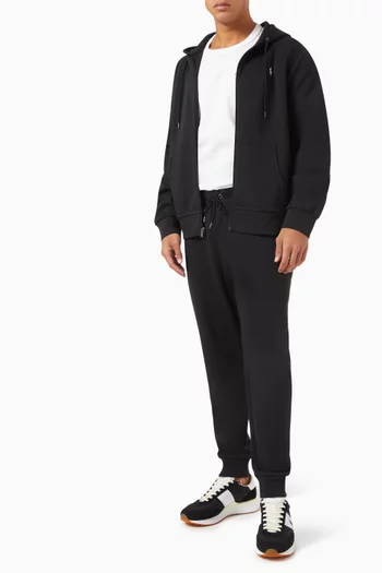 كنزة بغطاء رأس كلاسيكية بسحّاب وشعار الماركة مزيج قطن