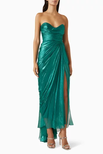 Bryony Strapless Midi Dress in Silk