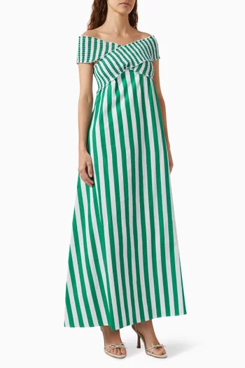 Santino Striped Maxi Dress in Cotton-voile