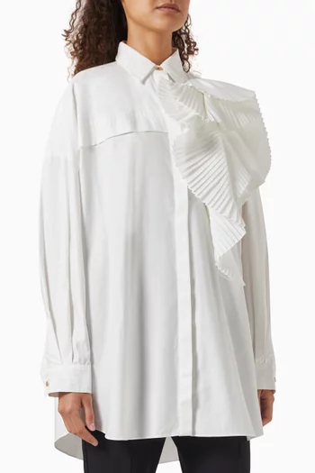 Kara Ruffled Shirt in Cotton-poplin