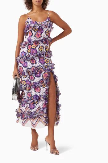 Hum Ruffle Midi Dress in Viscose Blend