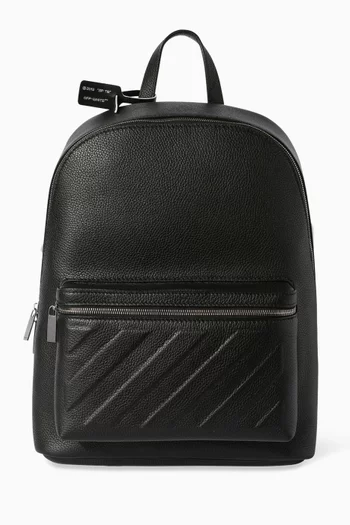 Diagonal Zip-Up Backpack in Leather