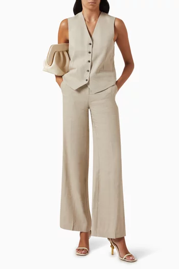 Kline High-waisted Pants in Linen Blend