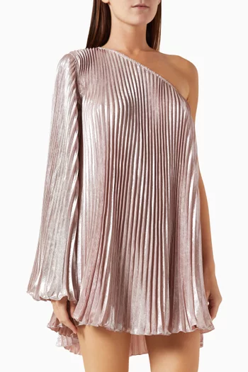 Mozart Pleated One-shoulder Mini Dress