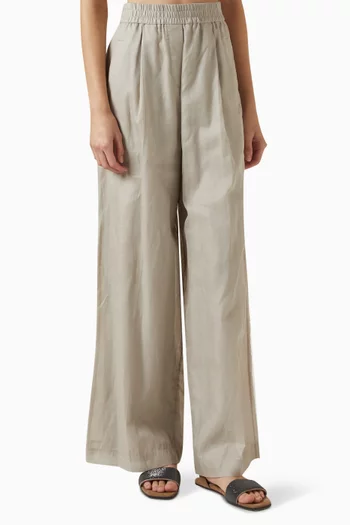 Elasticated-waist Pants in Linen