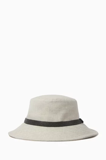 قبعة باكيت بسلسلة مزينة بخرز مونيلي كتان