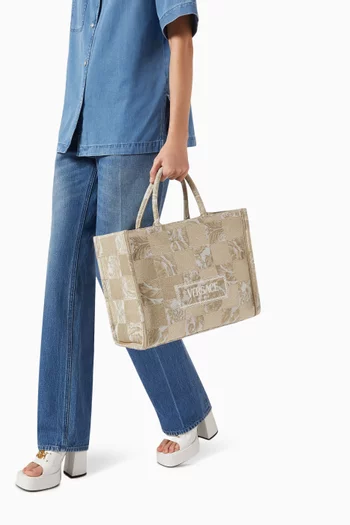 Medium Contrasto Athena Tote Bag in Canvas