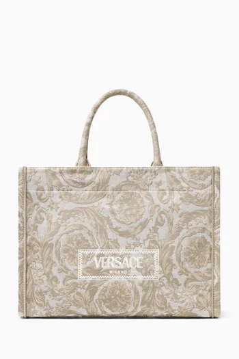 Medium Contrasto Athena Tote Bag in Canvas