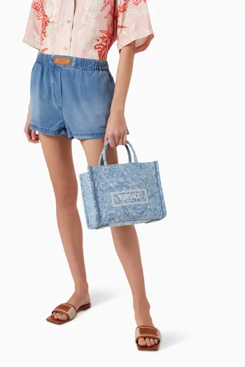 Small Barocco Athena Tote Bag in Canvas