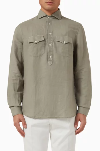 Patch Pocket Shirt in Linen & Cotton