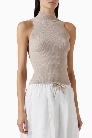 Rib Knit Tank Top in Cashmere Blend