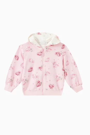 Floral Print Hoodie in Cotton