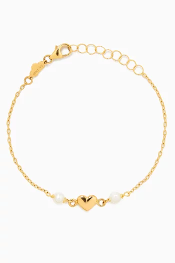 The Heart & Pearls Bracelet in 18kt Yellow Gold
