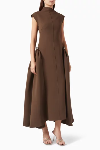 Tulipa Midi Dress in Twill Suiting