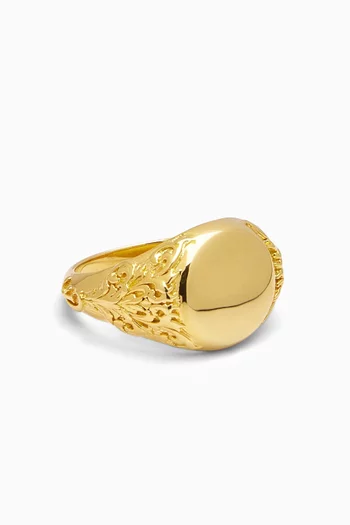 CL Signet Ring in Gold-plated Sterling Silver