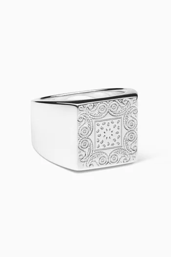 Bandana Signet Ring in Sterling Silver