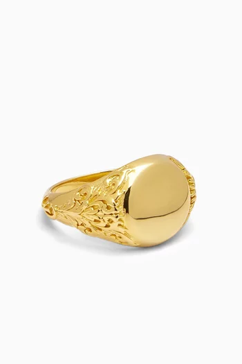 CL Signet Ring in Gold-plated Sterling Silver