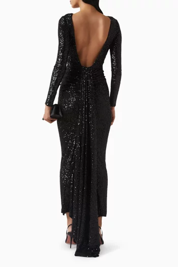 Sequin-embellished Open-back Gown