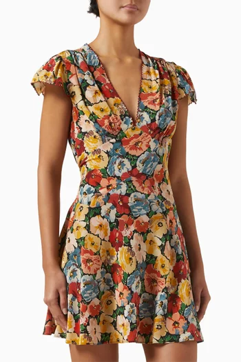 Dianne Floral Mini Dress in Silk Blend