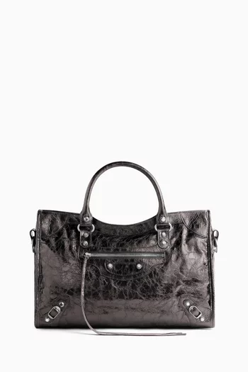 Medium Le City Bag in Metallic Arena Lambskin