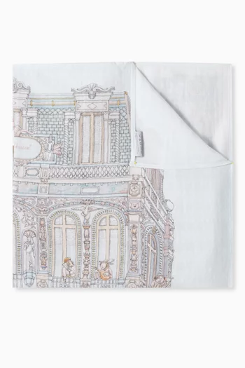 بطانية مربعة بطبعة قصر شو قطن عضوي