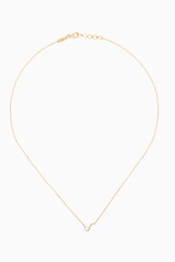 Arabic Letter 'Alef'Heart Charm Necklace in 18kt Yellow Gold