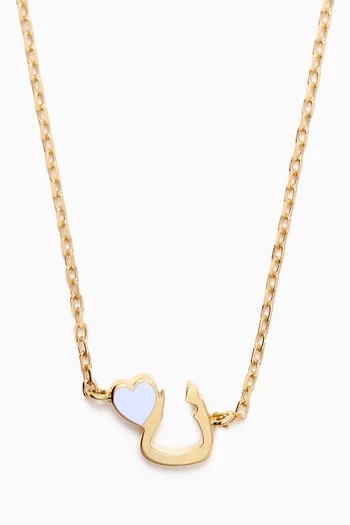 Arabic Letter 'Noon' Heart Charm Necklace in 18kt Yellow Gold