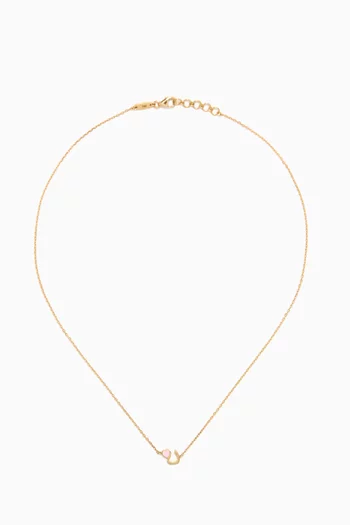 Arabic Letter 'Noon' Heart Charm Necklace in 18kt Yellow Gold