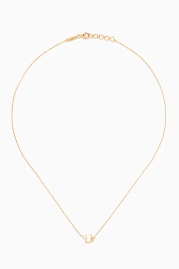 Arabic Letter 'Faa' Heart Charm Necklace in 18kt Yellow Gold