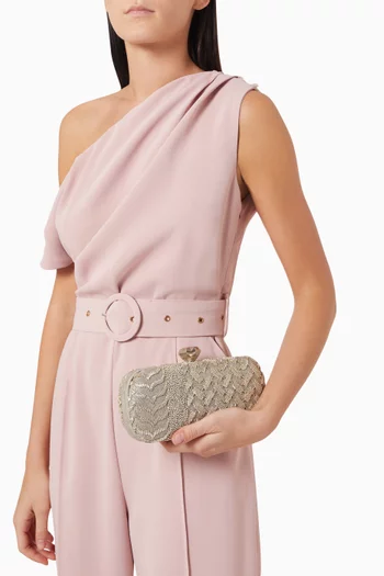 Khaffieh Embroidered Big Box Bag in Leather trim