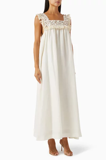 Shell-embellished Maxi Dress in Linen