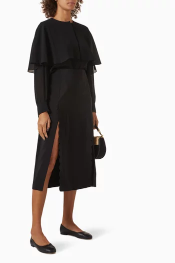 Scallop-embroidered Column Midi Skirt in Viscose-blend