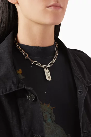 Tags Carabiner Necklace in Brass