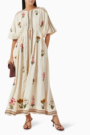 Gesto Embroidered Kaftan in Linen