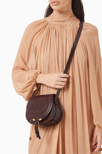 Small Marcie Saddle Bag in Shiny Calfskin Leather