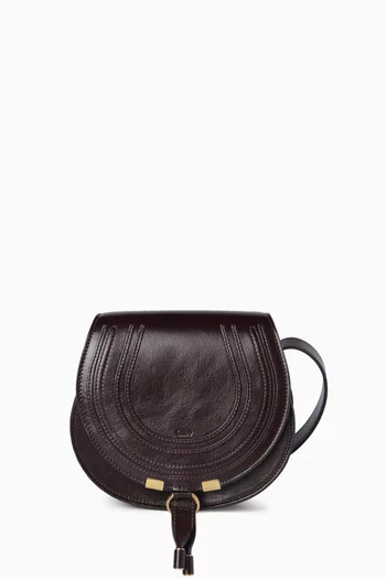 Small Marcie Saddle Bag in Shiny Calfskin Leather