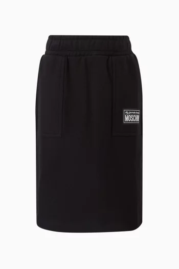 Logo Patch Skirt in Cotton Jersey