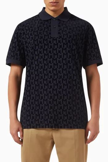 Monogram Print Polo Shirt in Cotton