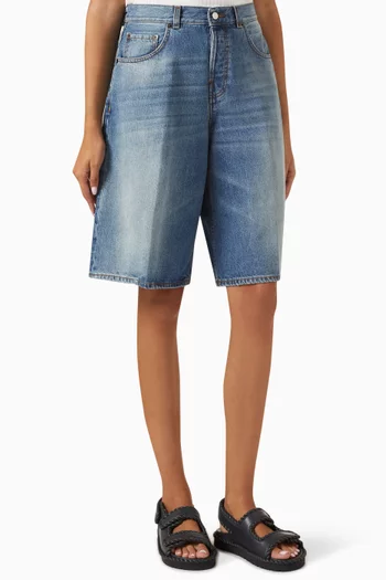 Beck Piano Wide-leg Shorts in Denim