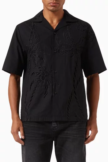 Ma Paisley Palm Camp Shirt in Cotton