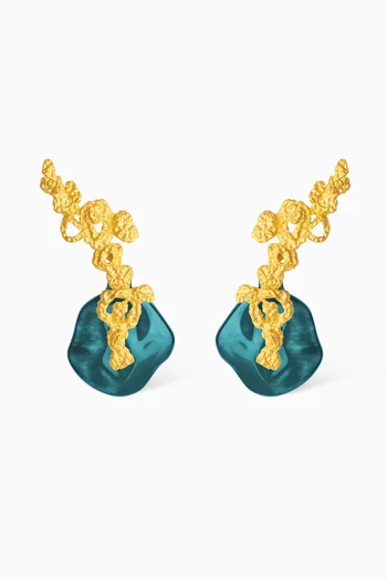 "INTERCHANGEABLE EROSION EARRING BRASS DIPPED IN 18K GOLD WITHA MATTE FINISH AND DETACHABLECUSTOM-DYED RESIN STONES":Blue    :One Size|217400252
