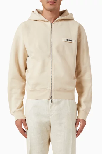 Le Hoodie Gros Grain Zippé Hoodie in Cotton Fleece