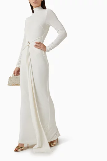 Khrissy Belted Maxi Dress in Lycra