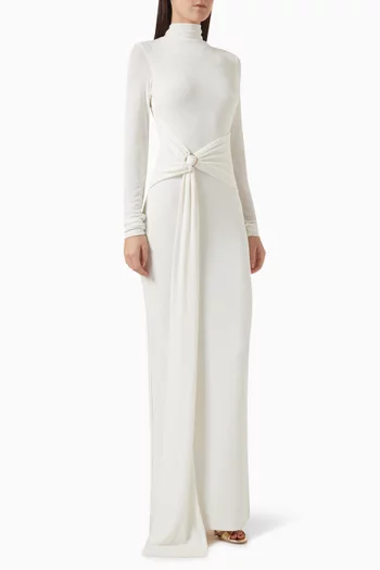 Khrissy Belted Maxi Dress in Lycra