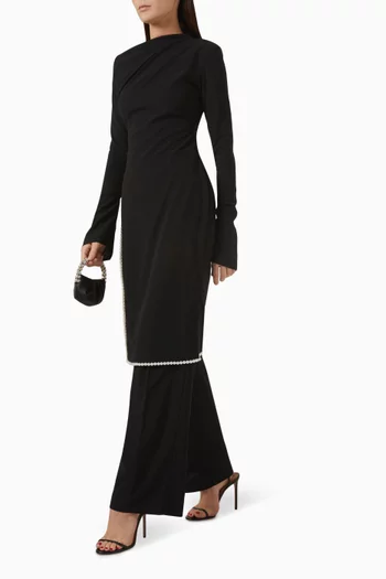 Keep Straight-leg Pants in Stretch Crepe Scuba