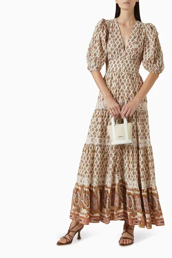 Tiered Midi Dress in Cotton-slub