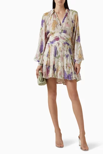 Floral-print Mini Dress in Chiffon