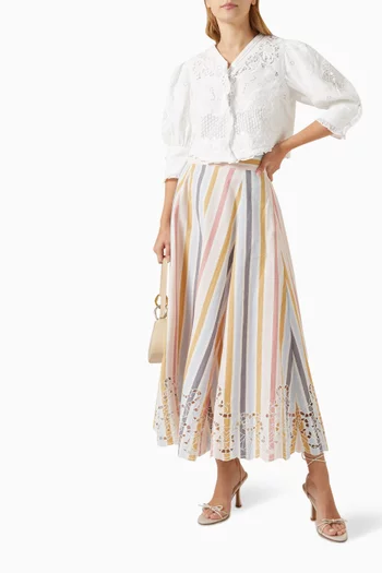 Embroidered Cropped Jacket in Cotton-blend