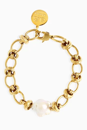 Mira Flower Pearl Bracelet in 18kt Gold-plating