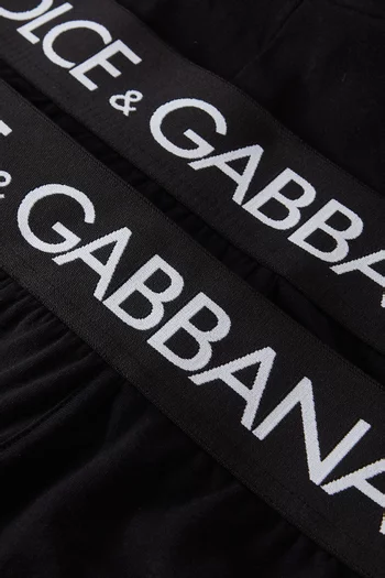 Logo Boxers in Stretch Cotton Jersey, Pack of 2
